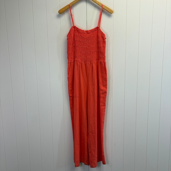 Universal Thread Pants - Universal Thread Boho Linen Blend Smocked Wide Leg Jumpsuit Womens Size M Summer
